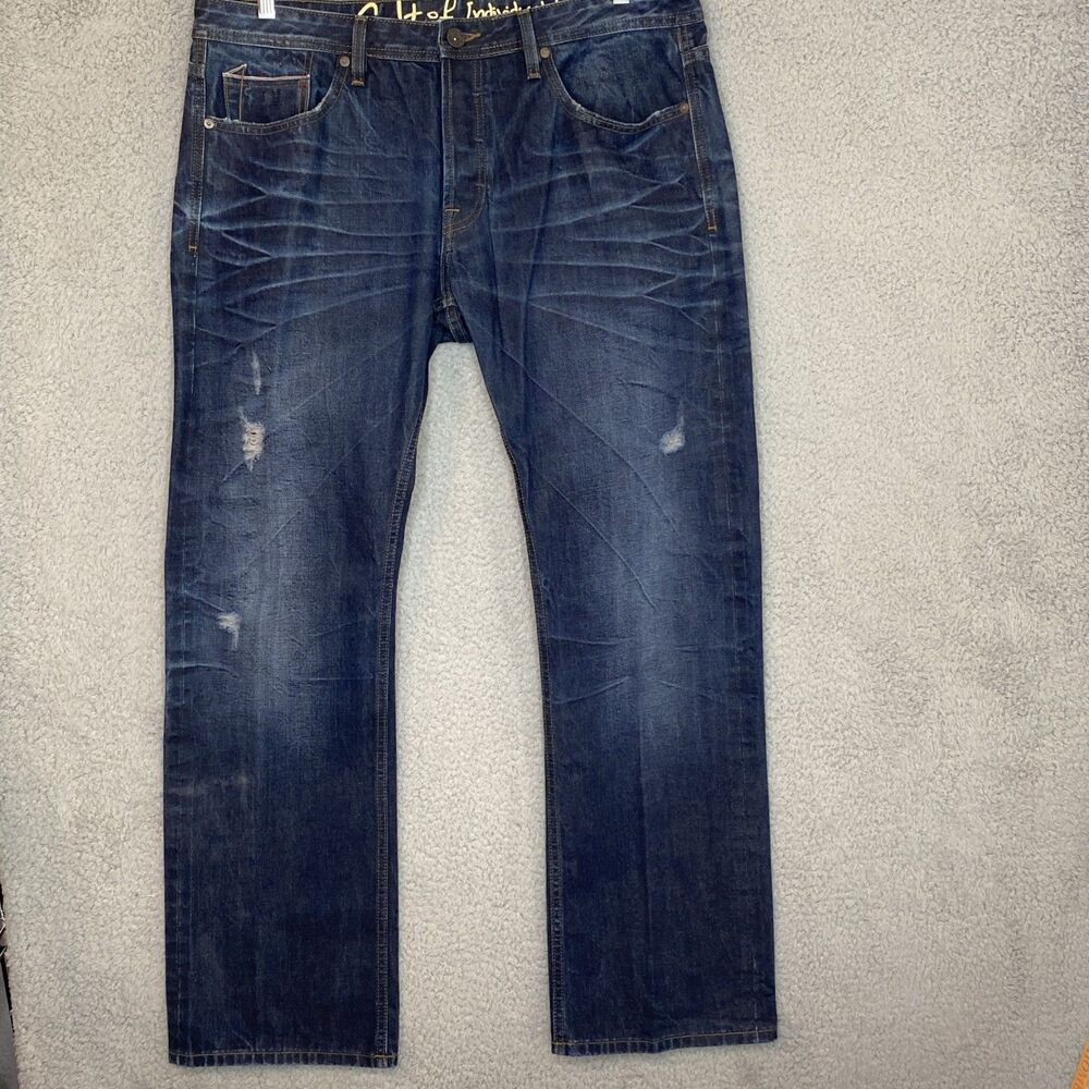 Cult Of Individuality HAGEN Selvedge Relaxed Jeans Distressed Japanese 38x34